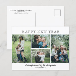 Enkel Modern 4 foton Gott nytt år Helg Vykort