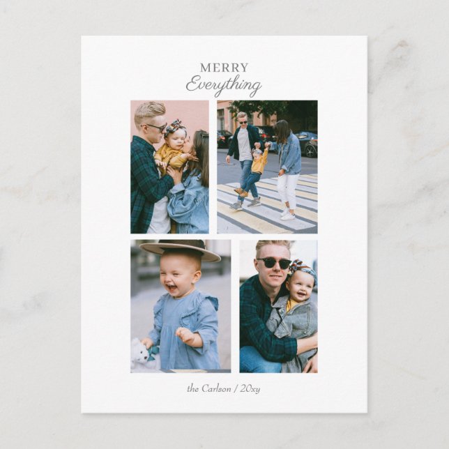 Enkel Modern 4 foton Samla Anpassningsbar Helg Vykort (Framsida)