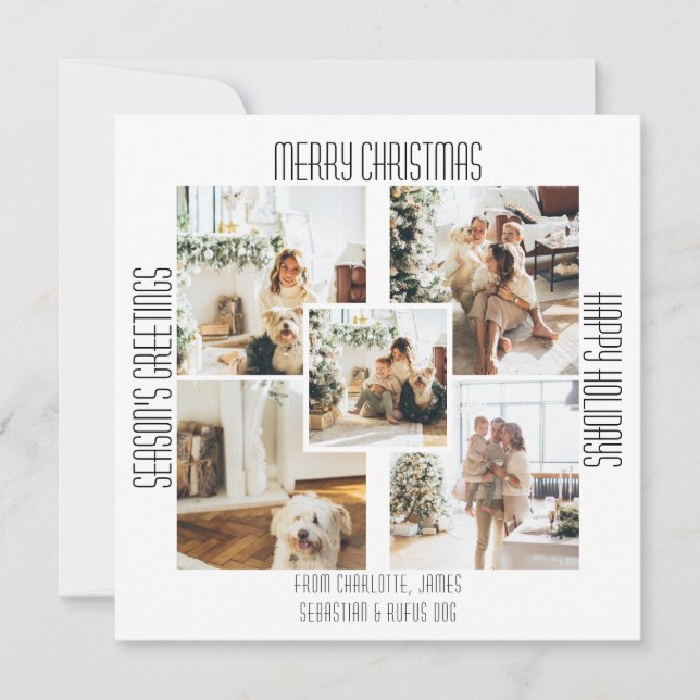 Enkel Modern 5 Foto och Text Jul Julkort (Framsida)