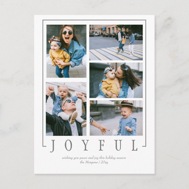 Enkel Modern 5-fotokollage Anpassningsbar Helg Vykort (Framsida)