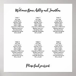 Enkel modern 6-Bord sittplatsplan Poster