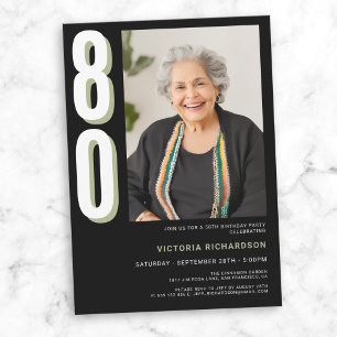 Enkel modern 80:e födelsedag inbjudningar