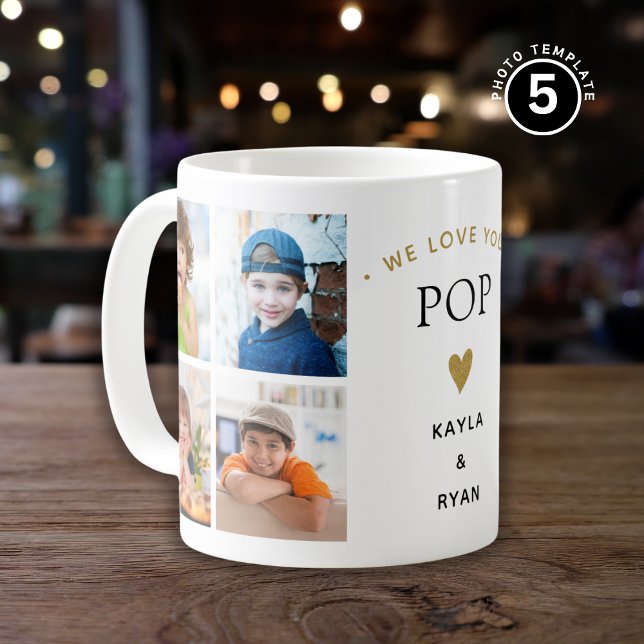 Enkel, modern 8-fotosamling Vi Kärlekar din pupp Kaffemugg (Skapare uppladdad)