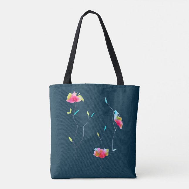 Enkel modern abstrakt japansk rosa blomma tygkasse (Baksida)