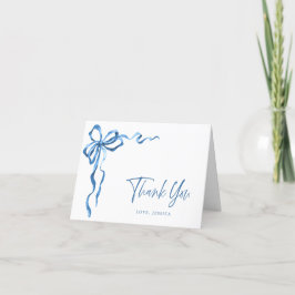 Enkel Modern Akvarell Blå Handritad Slinga Tack Kort