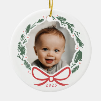 Enkel, modern, andningsfoto, keramisk cirkel Ornam Julgransprydnad Keramik