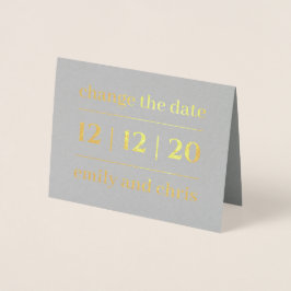 Enkel modern ändring av datumet Bröllop Guld Kraft Folierat Kort