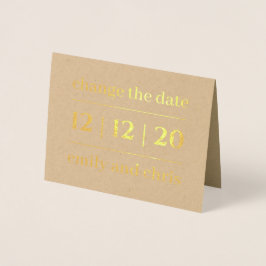 Enkel modern ändring av datumet Bröllop Guld Kraft Folierat Kort