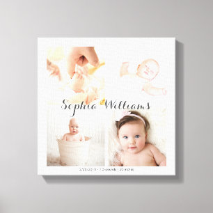 Enkel, modern Anpassningsbar 4 Foto Baby Nursery C Canvastryck