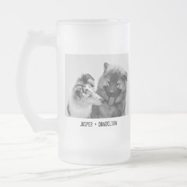 Enkel, modern Anpassningsbar Pet eller People Phot Frostat Ölglas (Vänster)