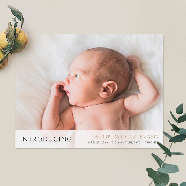 Enkel Modern Anpassningsbar Photo Baby Arrival Meddelande (Skapare uppladdad)