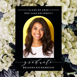 ENKEL MODERN ARCH SCRIPT STUDENTEN INVICATION INBJUDNINGAR