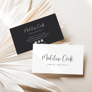 Enkel modern Ash Black Calligraphy Social Media Visitkort