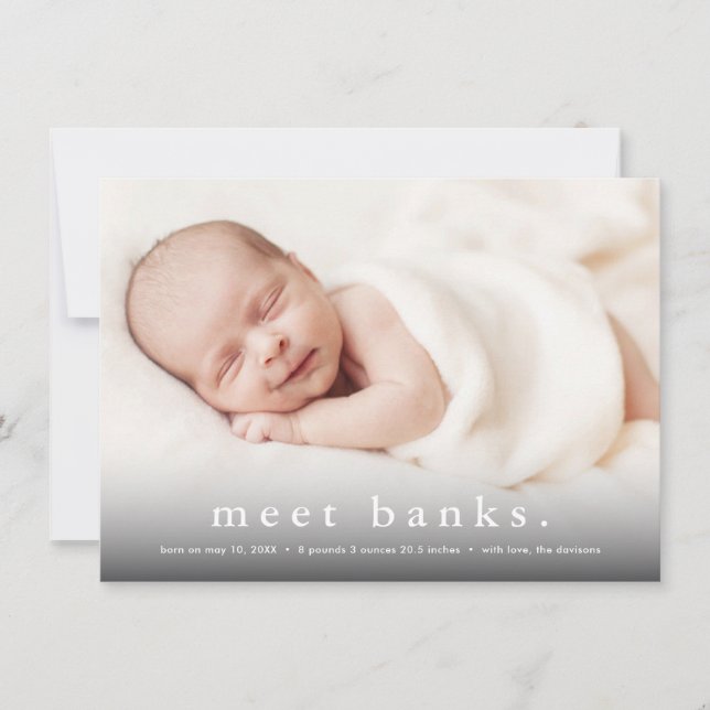 Enkel Modern Baby-Foto Födelse Meddelande (Framsida)