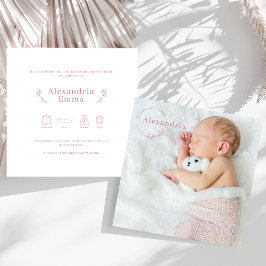 Enkel, modern Baby-foto-födelsemeddelande