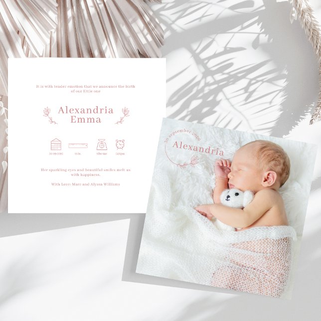 Enkel, modern Baby-foto-födelsemeddelande (Skapare uppladdad)