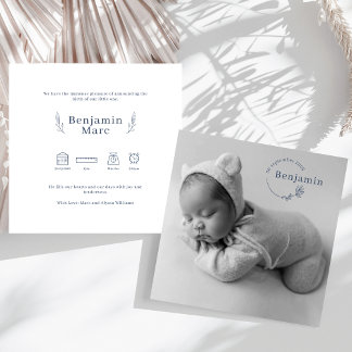 Enkel, modern Baby-foto-födelsemeddelande