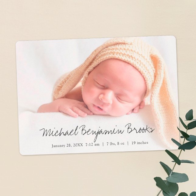 Enkel, modern Baby-foto-födelsemeddelande Meddelande (Skapare uppladdad)