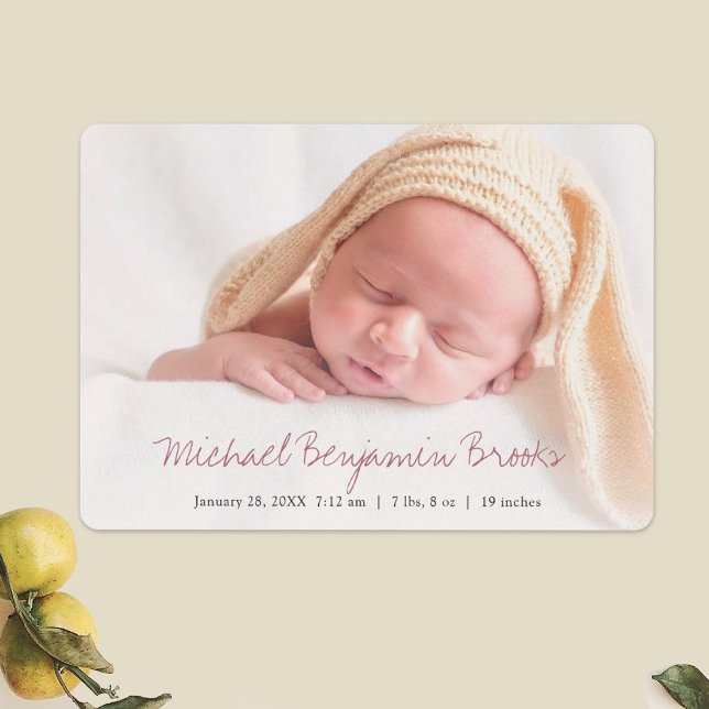 Enkel, modern Baby-foto-födelsemeddelande Meddelande (Skapare uppladdad)