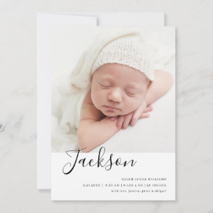 Enkel, modern Baby-foto-födelsemeddelande Meddelande