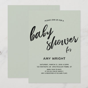 Enkel modern baby shower för handskriftvis inbjudningar
