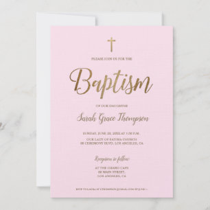 Enkel modern baptism vid Rosa Guld Kor flicka vid Inbjudningar