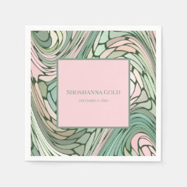 Enkel modern Bat mitzvah Rosa och Grönt Pappersservett