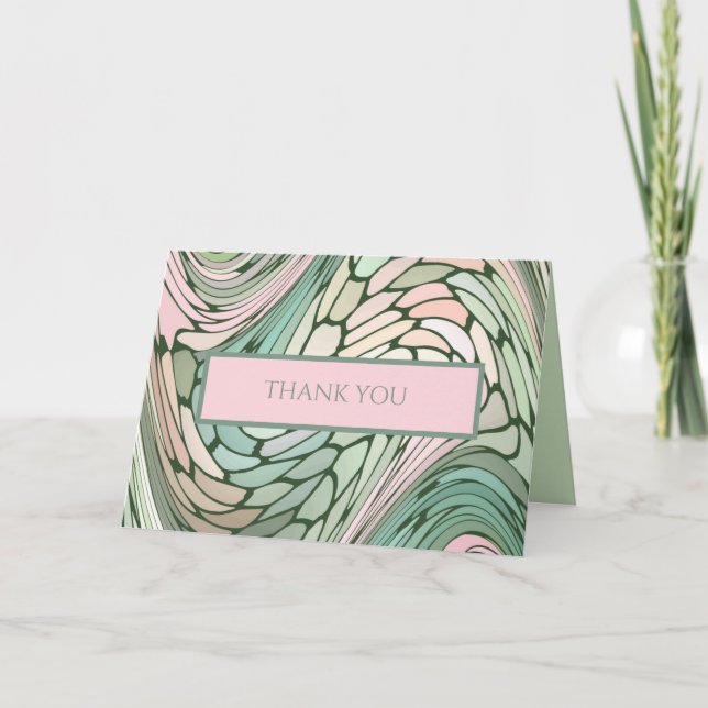 Enkel modern Bat mitzvah Rosa och Grönt Tack Kort (Framsida)