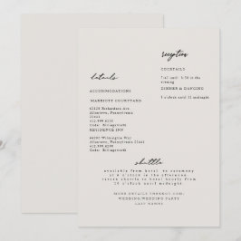 Enkel Modern Beige Bröllop-detaljinbjudan Inbjudningar