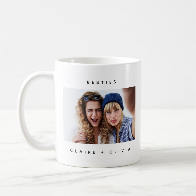 Enkel Modern Besties-foto Kaffemugg (Vänster)