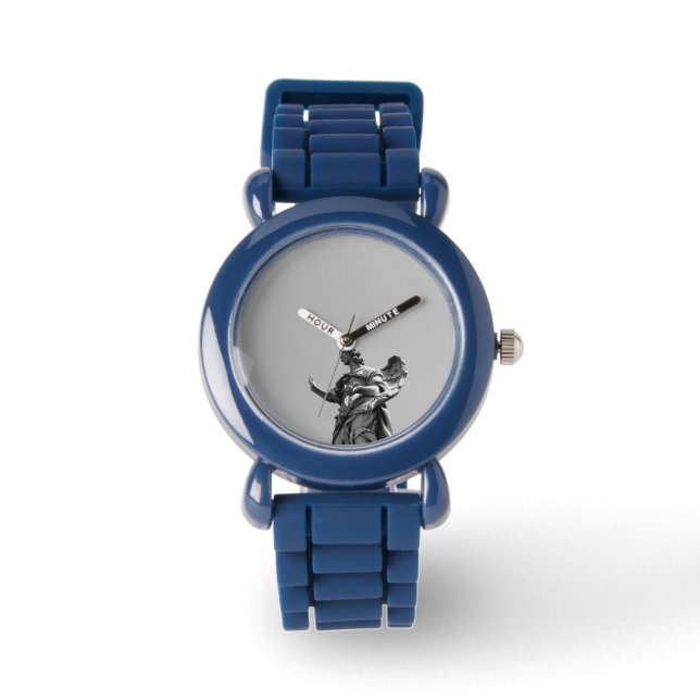 Enkel, modern bild av fiskmås ovanpå statyn armbandsur (Framsida)