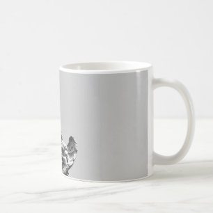 Enkel, modern bild av fiskmås ovanpå statyn kaffemugg