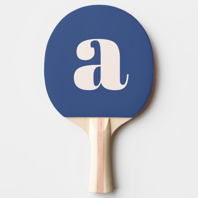 Enkel, modern, blå, fyrkantig retro Monogram inled Pingisracket (Framsidan)