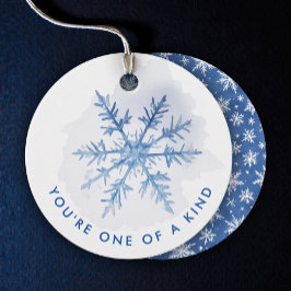 Enkel Modern Blå Jul Snöflinga Akvarell Gåvor Etiketter