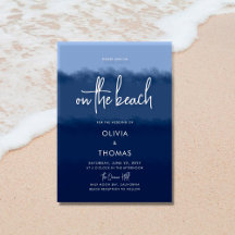 Enkel, modern, blå kalligrafi Beach-bröllop