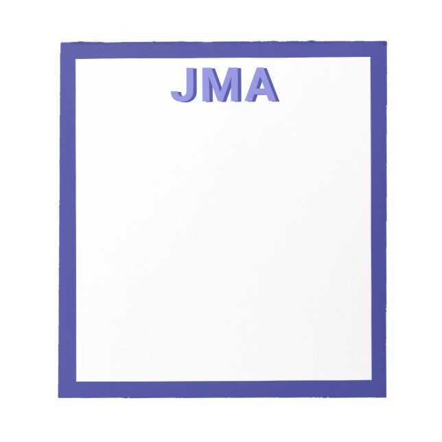Enkel modern blå Monogram Anteckningsblock (Framsida)