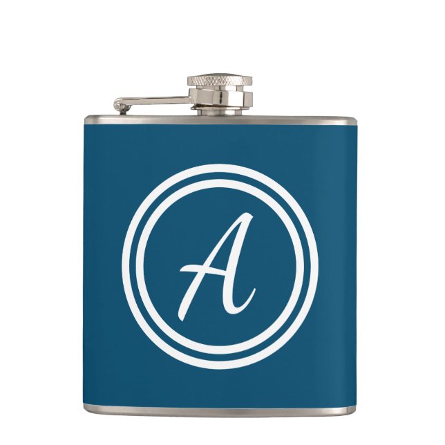 Enkel, modern, blå Monogram - inledande Fickplunta (Framsidan)
