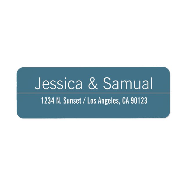 Enkel Modern blå och vit Bröllop-Returadress Returadress Etikett (Framsidan)