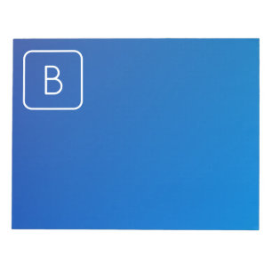 Enkel, modern, blå, övertoning och monogram anteckningsblock