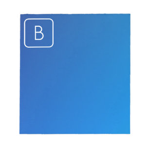 Enkel, modern, blå, övertoning och monogram anteckningsblock