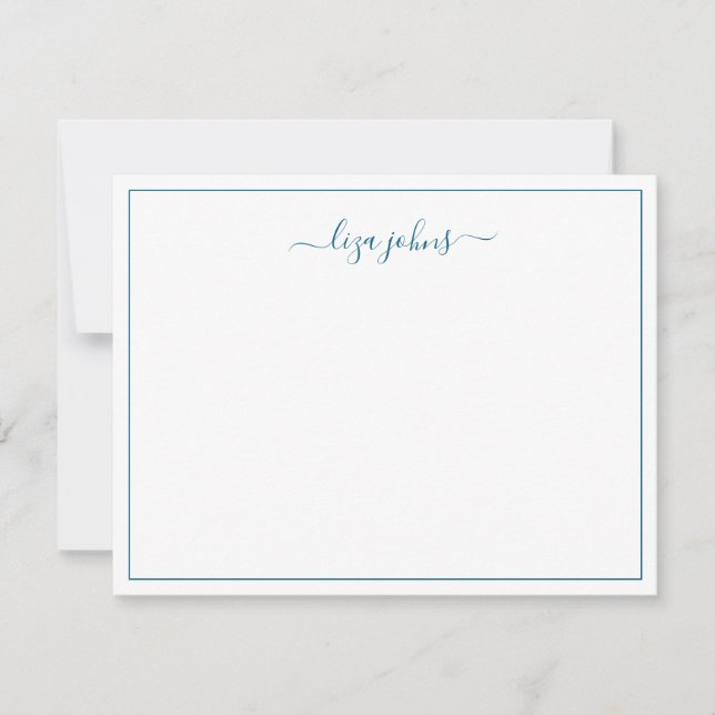 Enkel Modern Blå Script Professionell  Anteckningskort (Framsida)