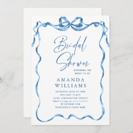 Enkel Modern Blåblå Möhippa i Hand plockade Inbjudningar