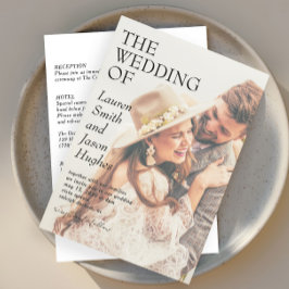 Enkel Modern Black and White Boho Bröllop Inbjudningar