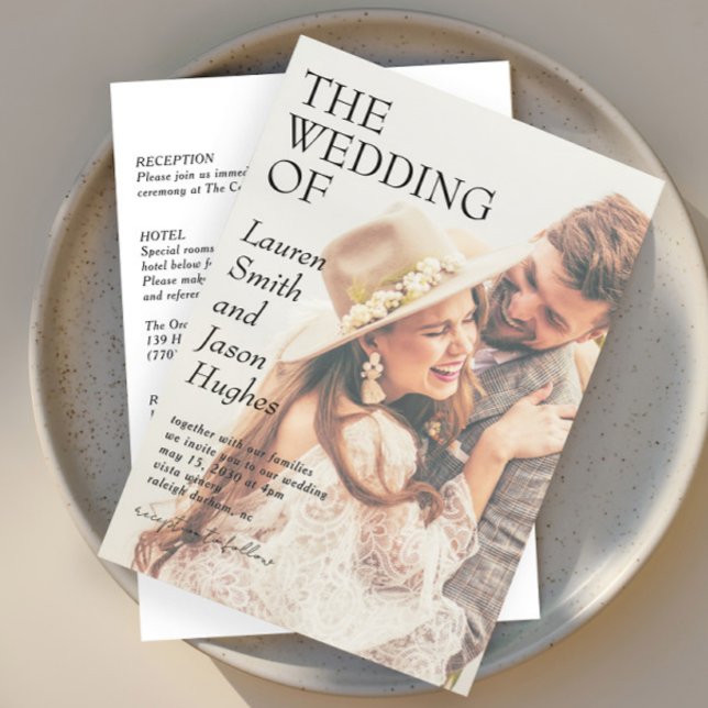 Enkel Modern Black and White Boho Bröllop Inbjudningar (Skapare uppladdad)