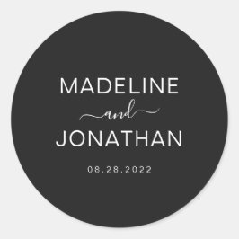 Enkel Modern Black Bröllop par Runt Klistermärke