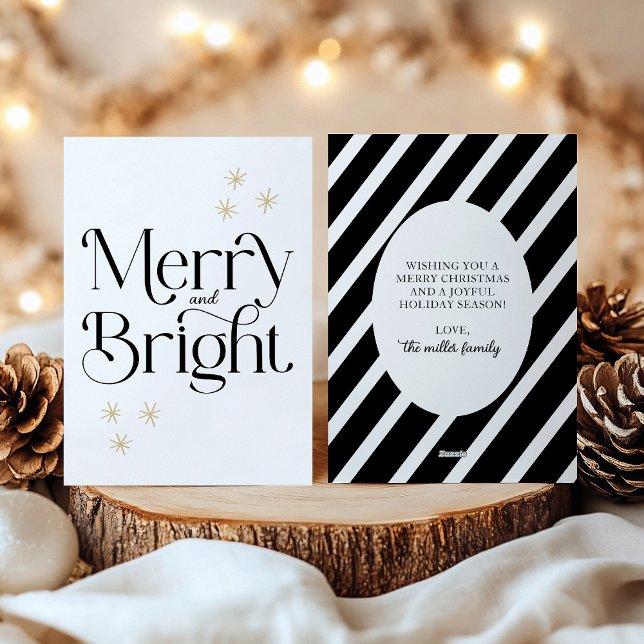 Enkel Modern Black Rand Merry och Bright Julkort (Skapare uppladdad)