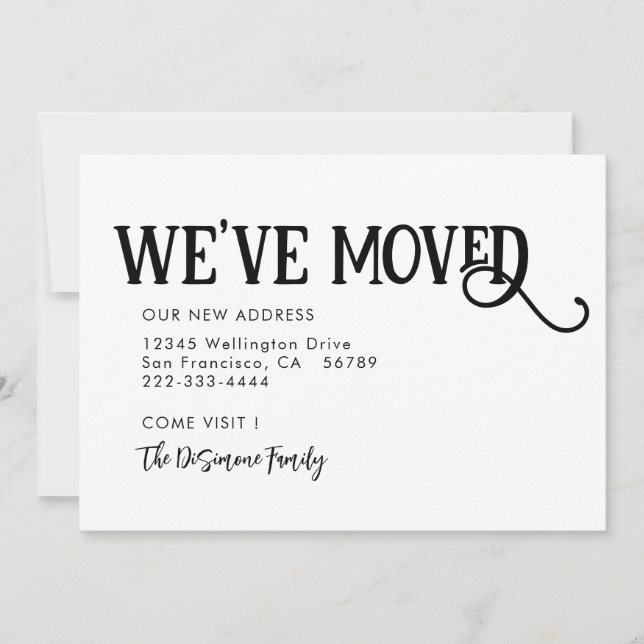 Enkel Modern Black Vi har flyttat-varning Meddelande (Framsida)