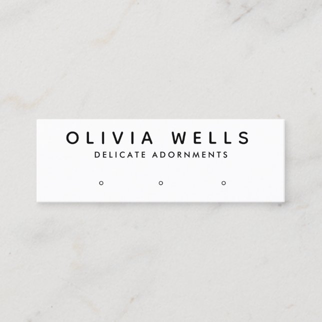 Enkel Modern Black White 3 Hål Earring Visning Mini Visitkort (Framsida)