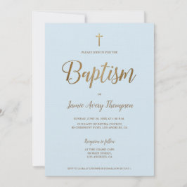 Enkel, modern Blått Guld Kor-baptism Inbjudningar