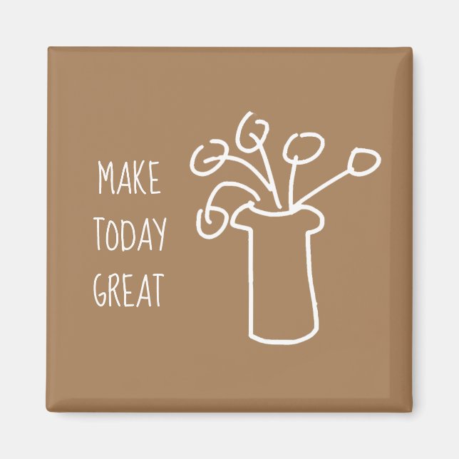 Enkel modern blomma vit magnet (Framsidan)